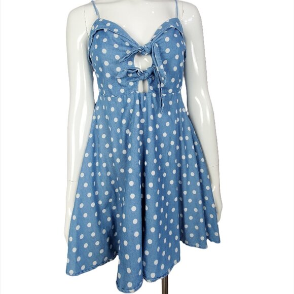 Women's Summer Polka Dots Mini Dress - Picture 1 of 4